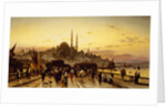 Dusk on the Galata Bridge and theYeni Valide Djami, Constantinople by Hermann David Soloman