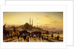 Dusk on the Galata Bridge and theYeni Valide Djami, Constantinople by Hermann David Soloman
