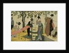 A Triptych of Girls Washing and Stretching Cloth Under the Trees by Toyokuni