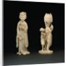 Ivory Figure Group, Meiji Period by Shibayuki and Large Ivory Female Figure, Meiji Period by Hidehiro