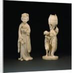 Ivory Figure Group, Meiji Period by Shibayuki and Large Ivory Female Figure, Meiji Period by Hidehiro