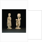 Ivory Figure Group, Meiji Period by Shibayuki and Large Ivory Female Figure, Meiji Period by Hidehiro