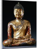 A Documentary Red, Lacquered Gilt, Bronze, Seated Figure of Vairocana Buddha from Yunnan Province by Anonymous