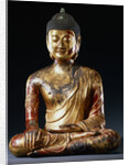 A Documentary Red, Lacquered Gilt, Bronze, Seated Figure of Vairocana Buddha from Yunnan Province by Anonymous