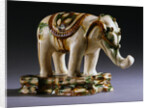 Sancai-Glazed Buff Pottery Figure of an Elephant from the Tang Dynasty by Anonymous