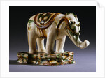 Sancai-Glazed Buff Pottery Figure of an Elephant from the Tang Dynasty by Anonymous