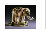 Sancai-Glazed Buff Pottery Figure of an Elephant from the Tang Dynasty by Anonymous