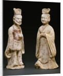 Two Painted Red Pottery Standing Figures from the Tang Dynasty by Anonymous