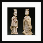 Two Painted Red Pottery Standing Figures from the Tang Dynasty by Anonymous