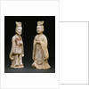Two Painted Red Pottery Standing Figures from the Tang Dynasty by Anonymous