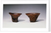 Two Chinese Rhinoceros Horn Libation Cups with Carved Designs by Anonymous