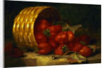 Painting of Strawberries in a Wicker Basket on a Ledge by Eloise Henriet Stannard