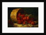 Painting of Strawberries in a Wicker Basket on a Ledge by Eloise Henriet Stannard