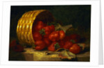 Painting of Strawberries in a Wicker Basket on a Ledge by Eloise Henriet Stannard