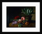 Painting of a Lily of the Valley, Tulips, Primula and Other Flowers on a Ledge by Hanne Hellesen