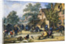 A Village Street with Skittle Players and Merrymakers by an Inn by Cornelis Dusart