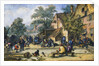 A Village Street with Skittle Players and Merrymakers by an Inn by Cornelis Dusart
