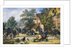 A Village Street with Skittle Players and Merrymakers by an Inn by Cornelis Dusart