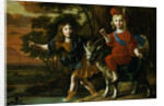 Portrait of a Young Boy Wearing Classical Dress and His Brother Seated on a Goat in an Extensive Landscape by Christoffel Pierson