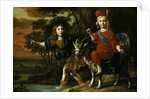 Portrait of a Young Boy Wearing Classical Dress and His Brother Seated on a Goat in an Extensive Landscape by Christoffel Pierson
