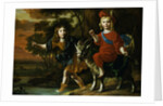 Portrait of a Young Boy Wearing Classical Dress and His Brother Seated on a Goat in an Extensive Landscape by Christoffel Pierson
