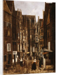A Cobbled Street in a Dutch Town with Townsfolk Conversing by Jacobus Vrel