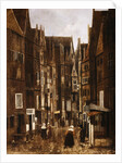A Cobbled Street in a Dutch Town with Townsfolk Conversing by Jacobus Vrel