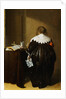 Painting of a Woman Seen From Behind and Holding a Letter by Pieter Codde