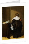 Painting of a Woman Seen From Behind and Holding a Letter by Pieter Codde