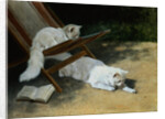 Painting of Two White Persian Cats With a Ladybug by Arthur Heyer