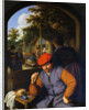 Painting of Peasants in the Courtyard of a Country Tavern by Adriaen Jansz van Ostade