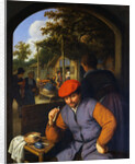 Painting of Peasants in the Courtyard of a Country Tavern by Adriaen Jansz van Ostade