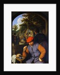 Painting of Peasants in the Courtyard of a Country Tavern by Adriaen Jansz van Ostade