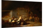 Painting of a Barn Interior With Boors Carousing at a Wedding by Adriaen Jansz van Ostade