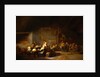 Painting of a Barn Interior With Boors Carousing at a Wedding by Adriaen Jansz van Ostade