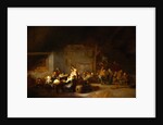Painting of a Barn Interior With Boors Carousing at a Wedding by Adriaen Jansz van Ostade