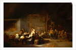 Painting of a Barn Interior With Boors Carousing at a Wedding by Adriaen Jansz van Ostade