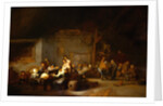Painting of a Barn Interior With Boors Carousing at a Wedding by Adriaen Jansz van Ostade