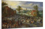 Painting of a Village Market by Jan Brueghel the Elder