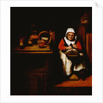 Painting of an Old Woman Making Lace in a Kitchen by Nicolaes Maes