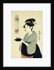 A Half-Length Portrait of Naniwaya Okita, Depicting the Famous Teahouse Waitress Serving a Cup of Tea by Utamaro