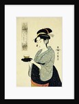 A Half-Length Portrait of Naniwaya Okita, Depicting the Famous Teahouse Waitress Serving a Cup of Tea by Utamaro