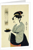 A Half-Length Portrait of Naniwaya Okita, Depicting the Famous Teahouse Waitress Serving a Cup of Tea by Utamaro