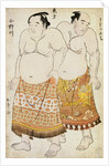 Full-Length Portraits of Wrestlers from the Eastern Group, Uzugafuchi on the Right and Onogawa on the Left by Shunsho
