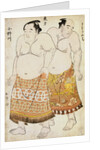 Full-Length Portraits of Wrestlers from the Eastern Group, Uzugafuchi on the Right and Onogawa on the Left by Shunsho
