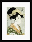 Portrait of the Courtesan Hanaogi of the Ogiya, Wearing an Over-Kimono by Utamaro