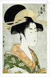 Portrait of the Courtesan Hanaogi of the Ogiya, Wearing an Over-Kimono by Utamaro