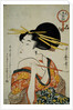 Portrait of a Courtesan Smoking Her Pipe by Utamaro