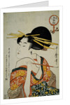 Portrait of a Courtesan Smoking Her Pipe by Utamaro