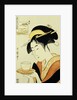 Portrait of the Teahouse Waitress Naniwaya Okita Serving a Cup of Tea on a Tray by Utamaro